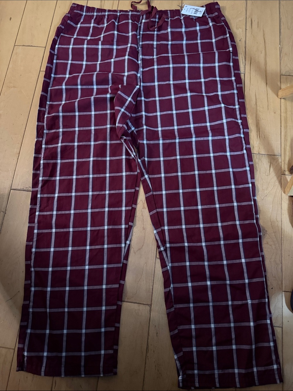 George Burgundy Plaid Drawstring Joggers